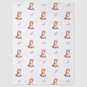 Cute Pink Floral Horse Birthday Tissue Paper
