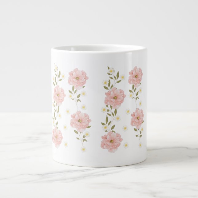 Cute Pink Floral Mug– WatercolorFlowers Coffee Cup (Front)