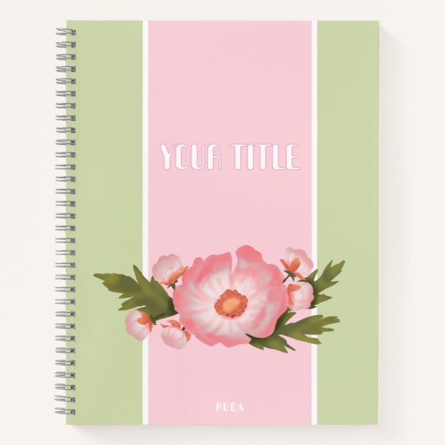 Cute pink floral Notebook for school girls (Front)