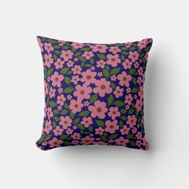 Cute pink floral pattern cushion (Front)