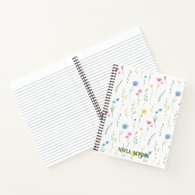 Cute Pink Floral  Personalised Monogram Notebook (Inside)