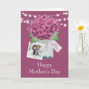 Cute Pink Floral Photo Happy Mother's Day Card