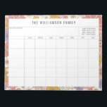 Cute Pink Floral Simple Family Planner Calendar Notepad<br><div class="desc">Modern Cute Pink and Yellow Floral Border Personalised Family Planner and Calendar Notepad</div>