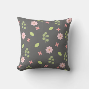 Cute Pink Floral Throw Pillow