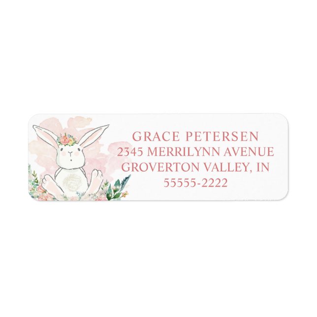 Cute Pink Floral Woodland Bunny  (Front)