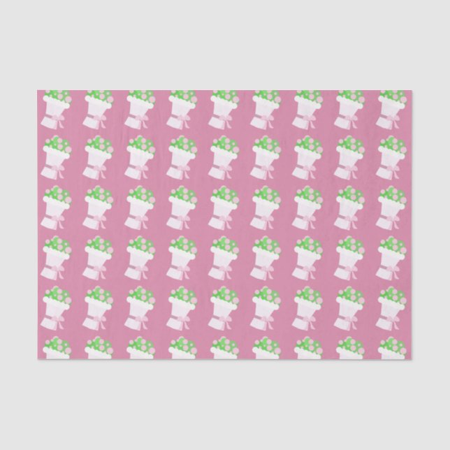 Cute Pink Flower Bouquets Pattern Tissue Paper (Front)