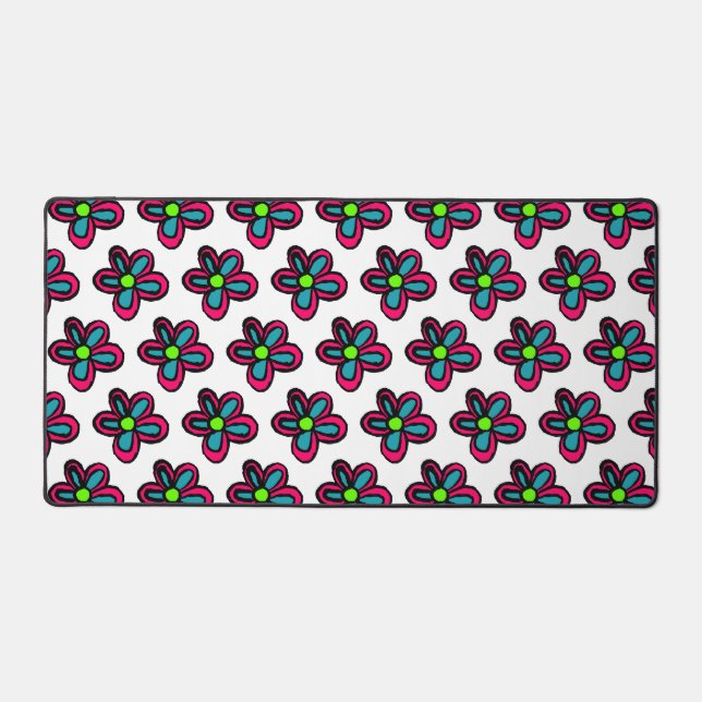 Cute Pink Flower Desk Mat (Front)
