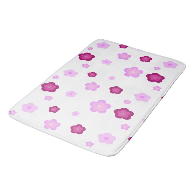Cute pink flower floral gradient Pattern  Bath Mat (Angled)