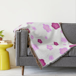 Cute pink flower floral gradient Pattern Throw Blanket