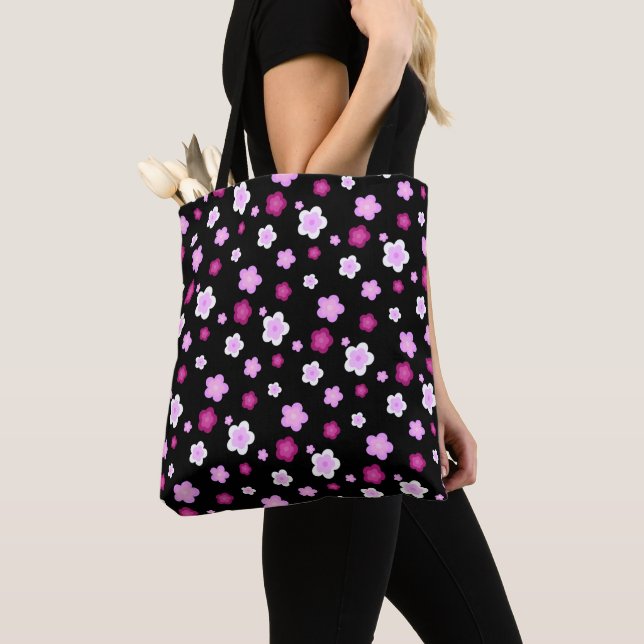 Cute pink flower floral gradient Pattern  Tote Bag (Close Up)