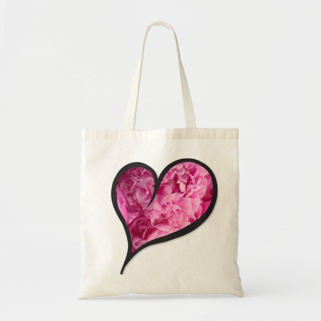 Cute Pink Flower Heart Tote Bag (Front)