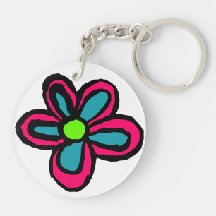 Cute Pink Flower Key Ring
