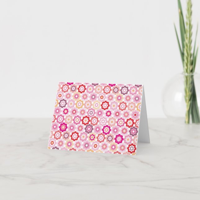 Cute pink flower note card (Front)