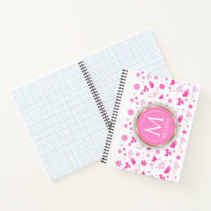Cute Pink Flowers Pattern, Girly Floral design Notebook