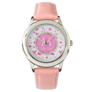 Cute Pink Flowers Pattern, Girly Floral design Watch