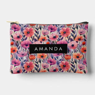 Cute Pink Flowers Pattern Vintage Floral Accessory Pouch