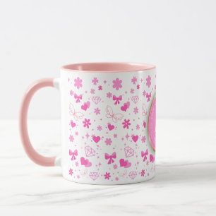 Cute Pink Flowers seamless Pattern, Girly Floral  Mug