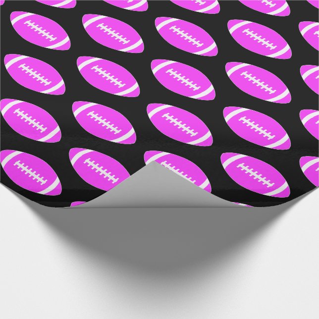 Cute Pink Football Sports Player, Coach, Team Gift Wrapping Paper (Corner)