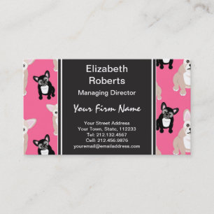 Cute Pink French Bulldog Pattern Business Card