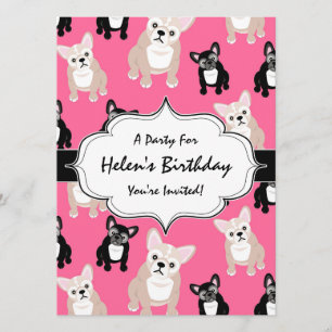Cute Pink French Bulldog Pattern Invitation