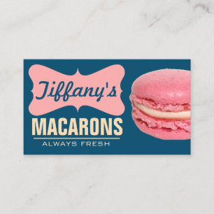 Cute Pink French Macarons   Homemade Macarons Business Card