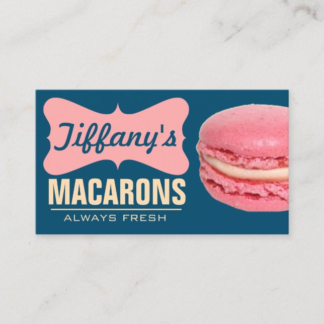 Cute Pink French Macarons | Homemade Macarons Business Card (Front)