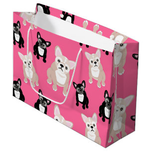 Cute Pink Frenchies French Bulldogs Large Gift Bag
