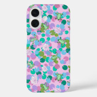 Cute pink frog art with waterlilies girly
