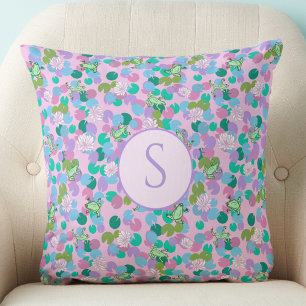 Cute pink frog baby girl nursery decor cushion