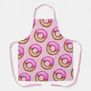 Cute Pink Frosted Doughnuts with Sprinkles Pattern Apron