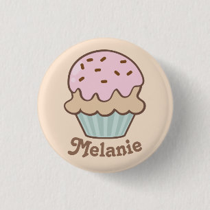 Cute Pink Frosting Cupcake Personalised 3 Cm Round Badge