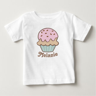 Cute Pink Frosting Cupcake Personalised Baby T-Shirt