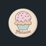 Cute Pink Frosting Cupcake Personalised Magnet<br><div class="desc">Sweet personalised magnet with cute illustration of a pink frosted cupcake.</div>