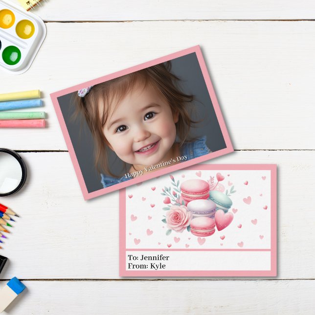 Cute Pink Full Photo Classroom Valentine’s Day Card (Pink Mini Photo Valentine)