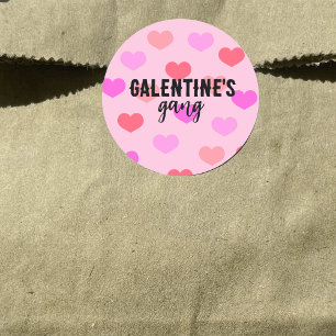 Cute Pink Galantine's Day Gang Classic Round Sticker