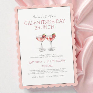 Cute Pink Galentine's Day Girly Brunch Party Invitation