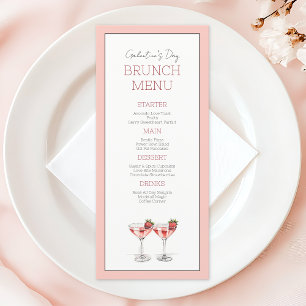 Cute Pink Galentine's Day Girly Chic Brunch Party Menu