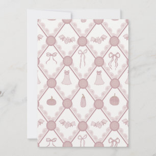 Cute Pink Ghost, Bat, and Pumpkin Halloween Bow Invitation