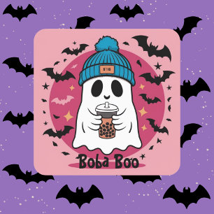 Cute pink Ghost Boba Boo Custom Sticker