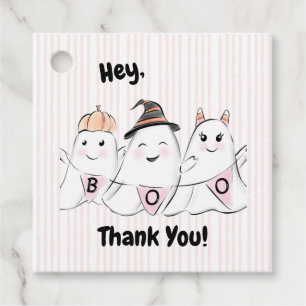 Cute Pink Ghost Boos Halloween Favour Tags