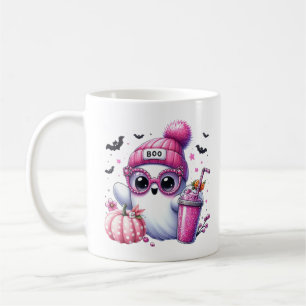 Cute Pink Ghost Custom Name Halloween Coffee Mug