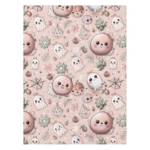Cute Pink Ghost & Pastel Halloween Seamless Tablecloth