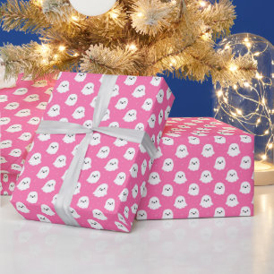 Cute Pink Ghost Pattern – Halloween Design Wrapping Paper