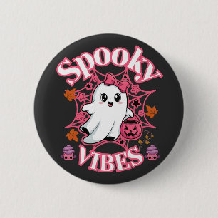 Cute Pink Ghost Spooky Vibes Art 6 Cm Round Badge