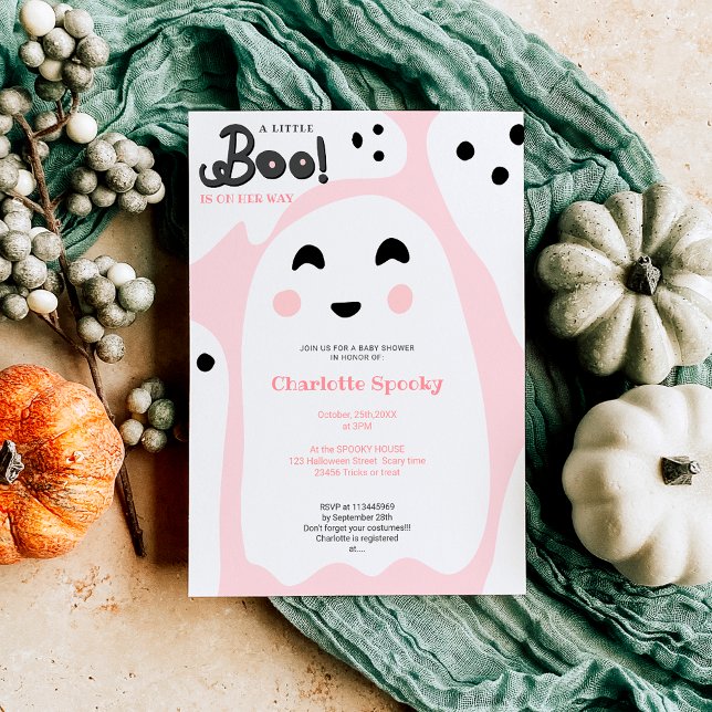 Cute pink ghosts Halloween boo baby shower Invitation (Cute pink ghosts Halloween boo baby shower Invitation)