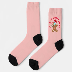 Cute Pink Gingerbread Christmas Fun Socks