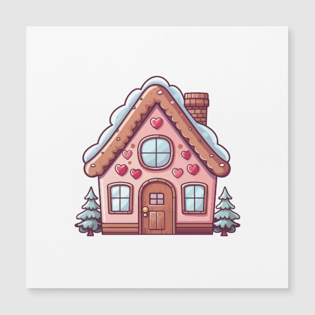 Cute Pink Gingerbread House (Front)