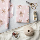 Cute Pink Gingerbread Man Christmas Tree Holiday Wrapping Paper<br><div class="desc">Get ready for the holidays as you wrap your Christmas presents in this adorable Pink Gingerbread Man wrapping paper. This gift wrap for Christmas features a soft pink background with a pattern that has white Christmas trees and gingerbread men. Perfect for kids Christmas gifts.</div>