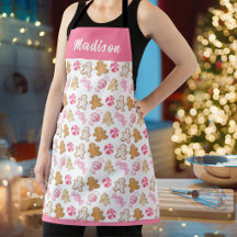 Cute Pink Gingerbread Pattern Personalised Baking