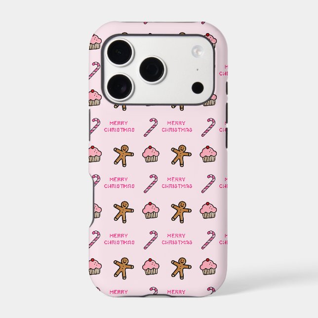 Cute Pink Gingerbread & Sweets Phone Case (Back)